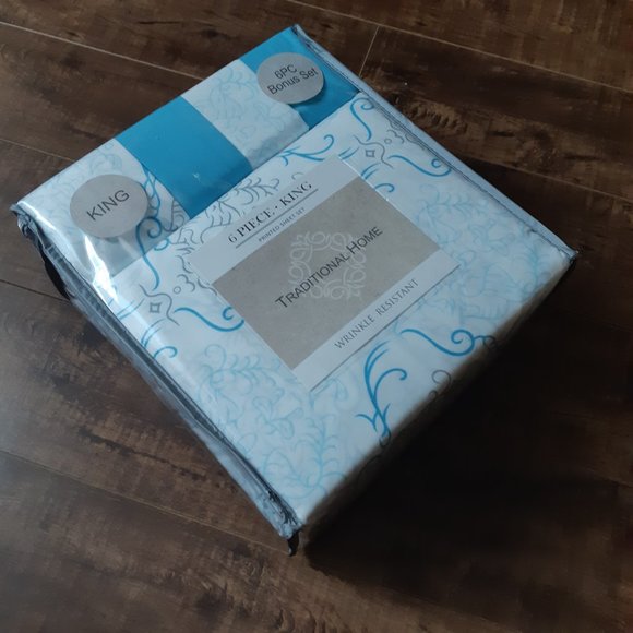 Brand New 6 PC Turquoise Deep Pocket 100% Polyester Sheets [QUEEN] - Picture 3 of 4